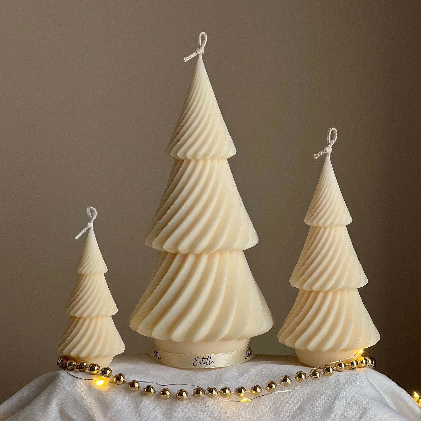 Swirl Ribbed Christmas Tree Candle: Handmade Soy Wax Decor