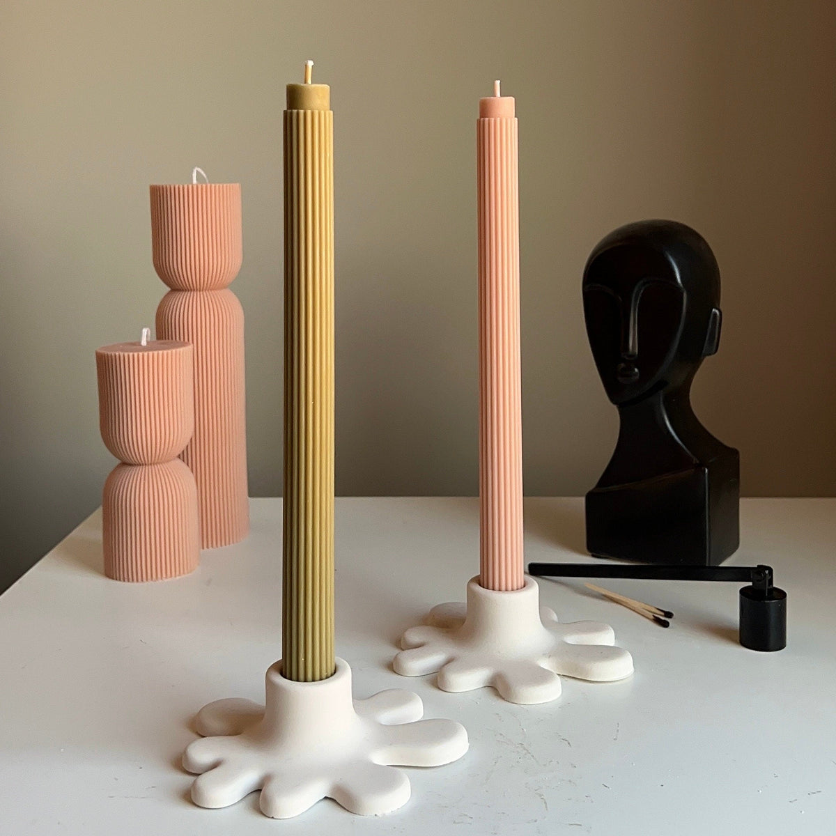 Blob Jesmonite Candlestick Holder: Modern Table Decor