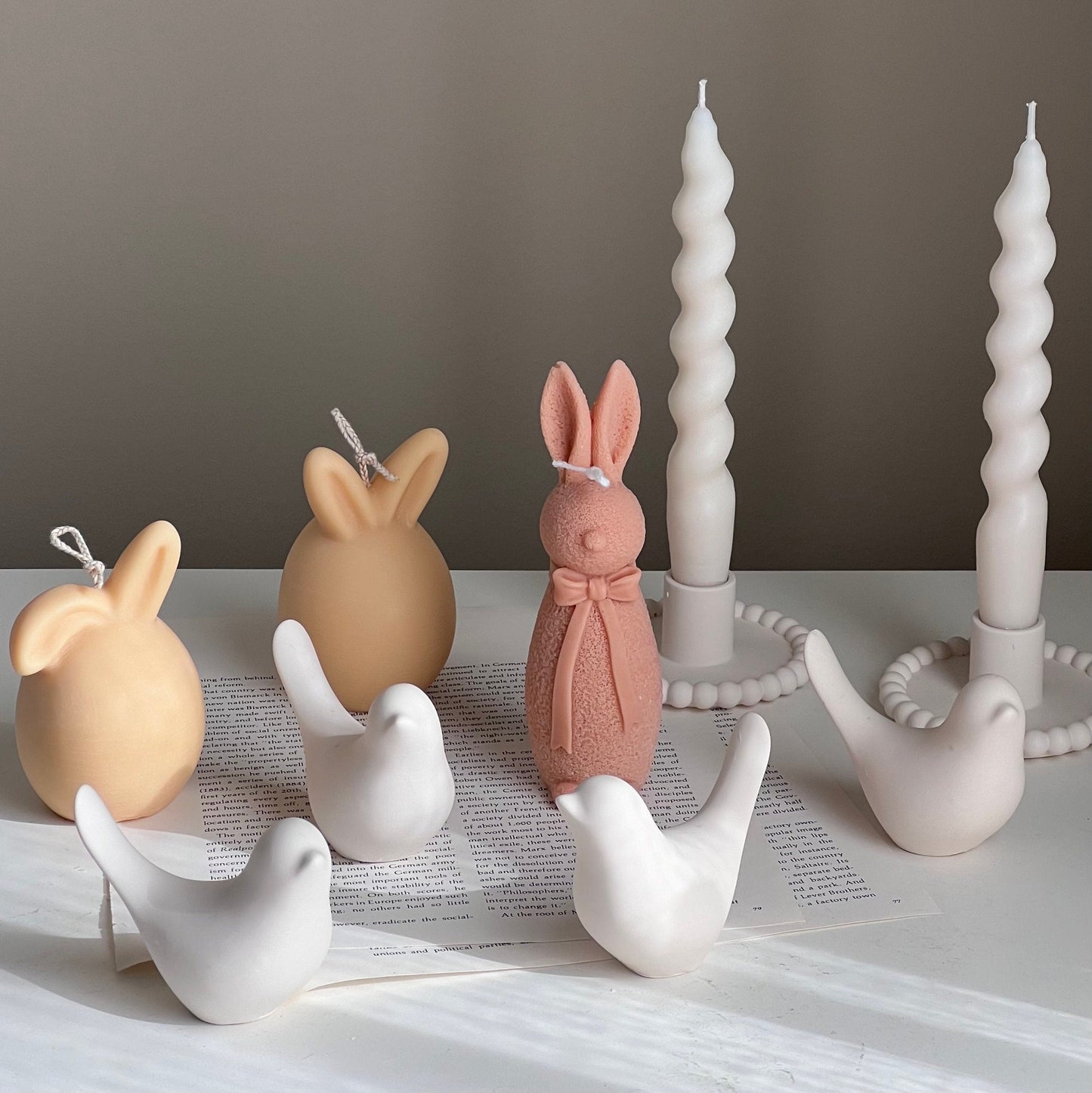 Handmade Stone Bird Spring Decor: Jesmonite Scandinavian Gift