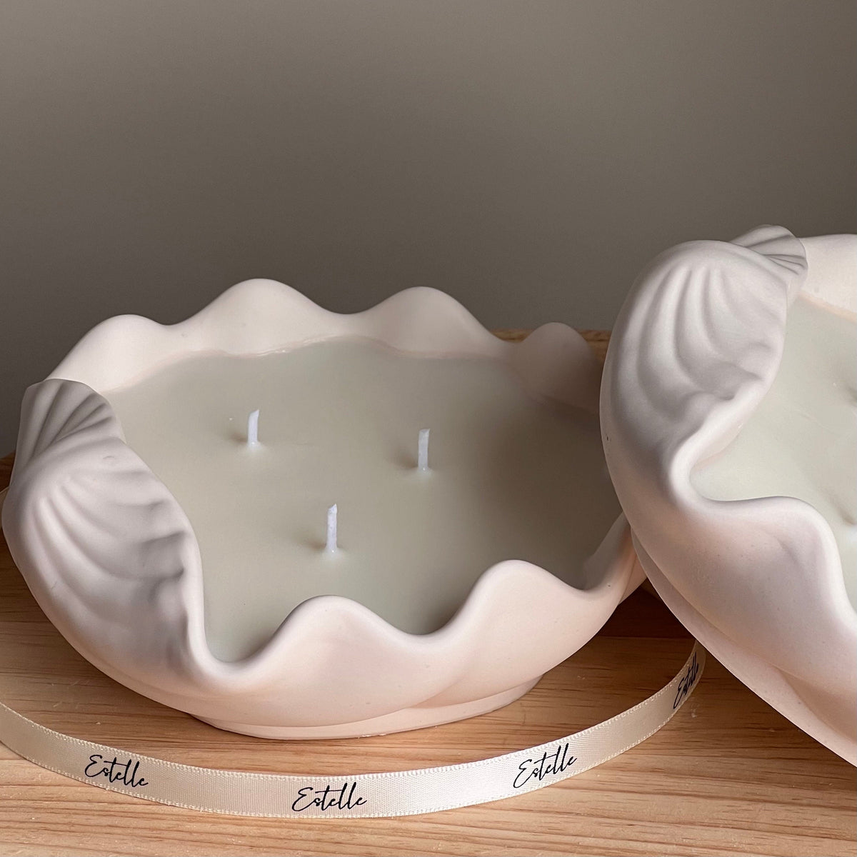 Clam Shell Soy Wax Candle in Jesmonite Vessel: Handmade Scented Candle