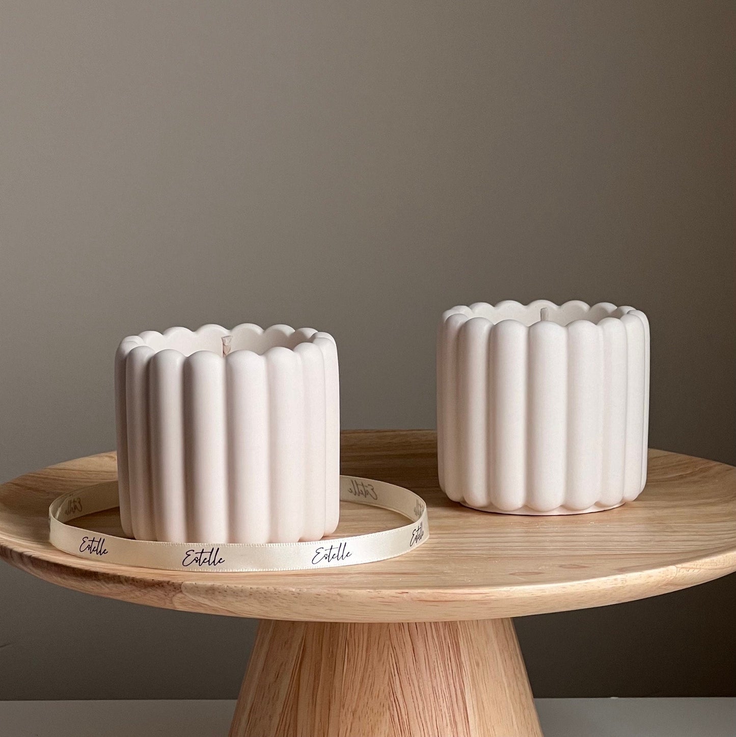 Ribbed Jesmonite Jar Soy Candle: Handmade Scented Container Candle
