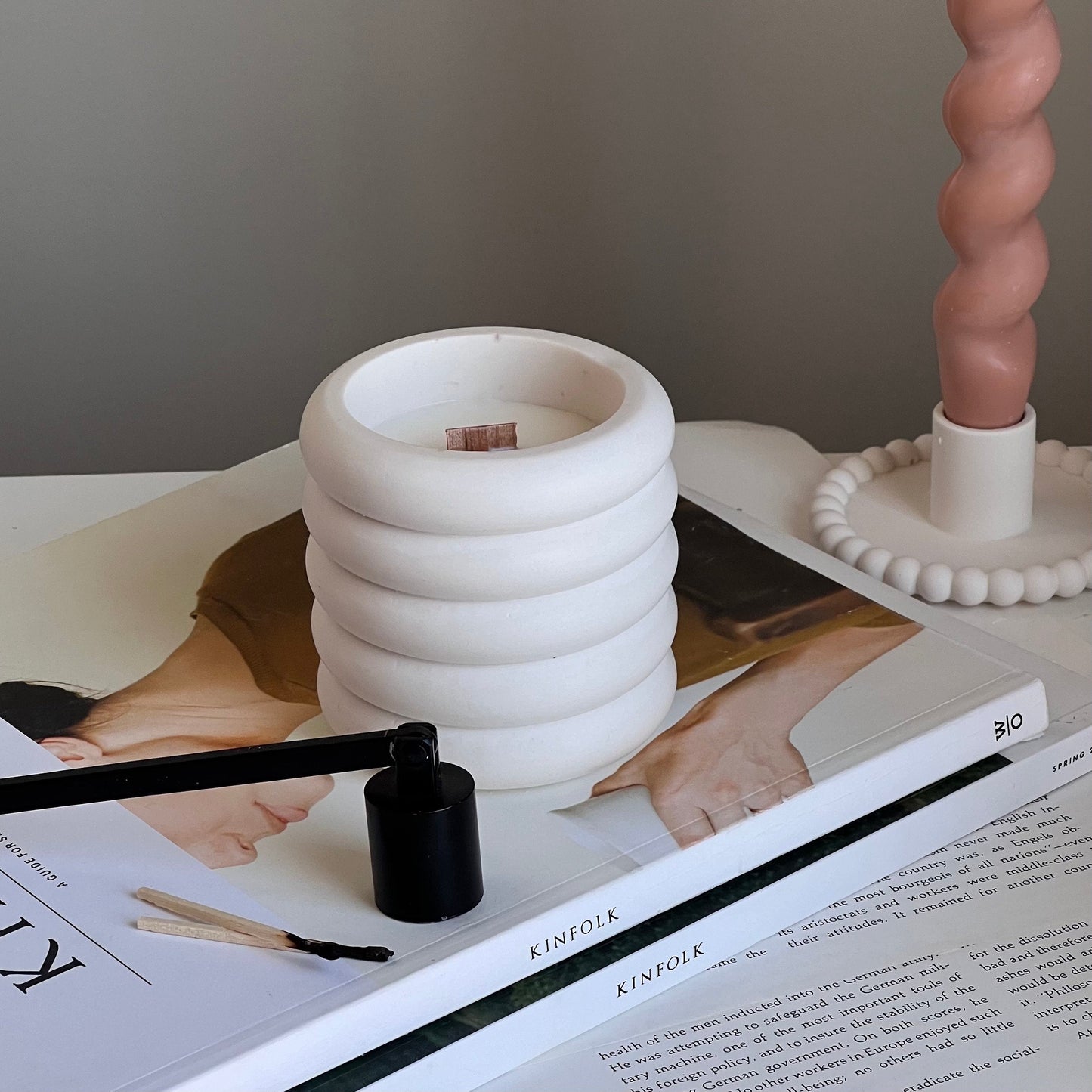 Donut Jar Soy Wax Candle | Wood Wick, Jesmonite Vessel