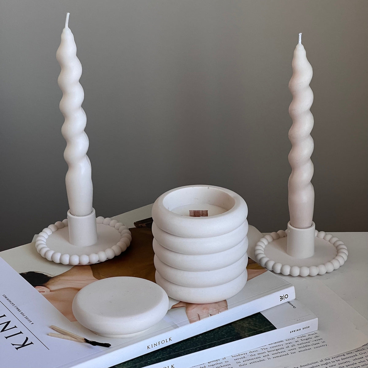 Donut Jar Soy Wax Candle | Wood Wick, Jesmonite Vessel