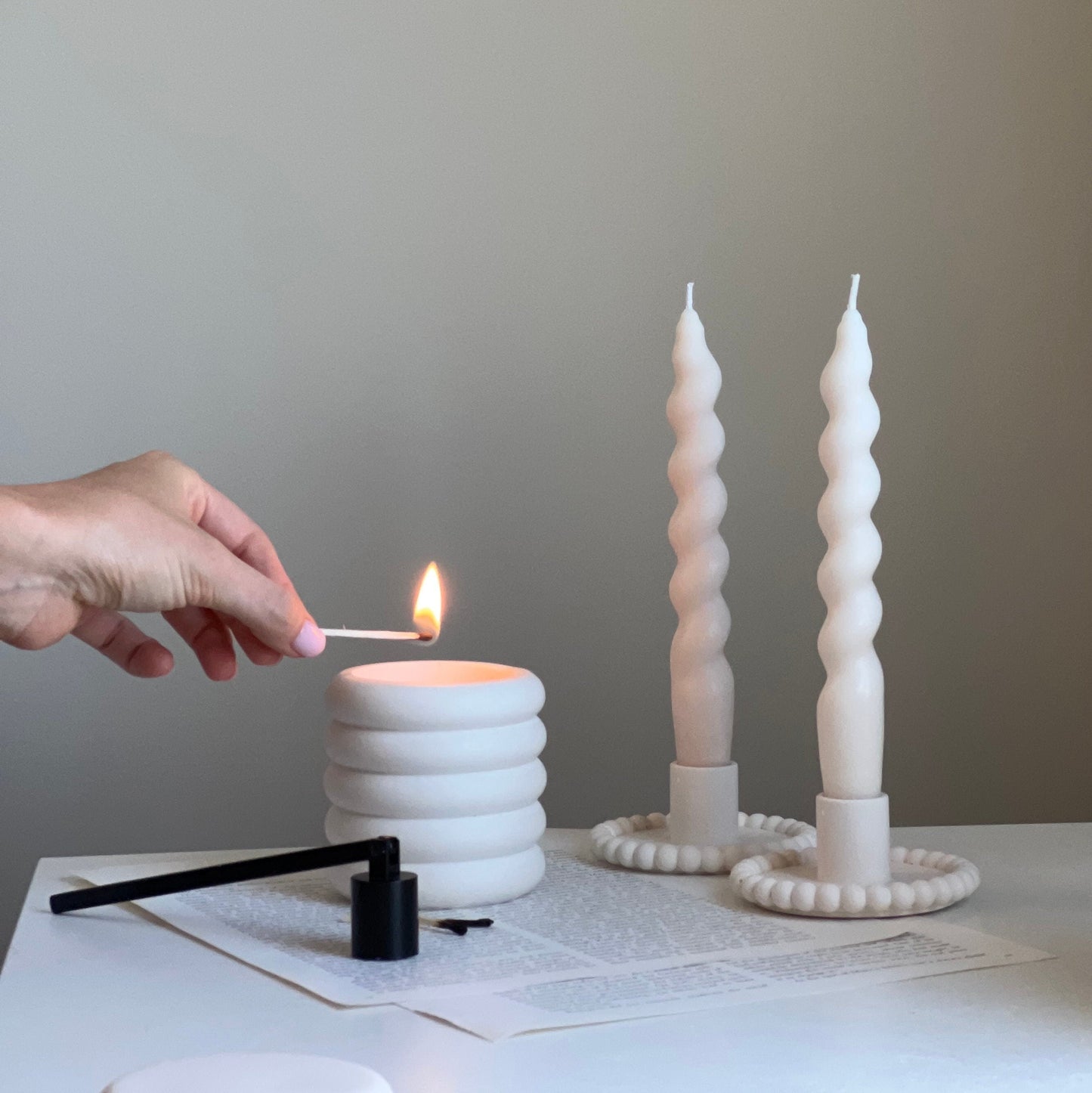 Donut Jar Soy Wax Candle | Wood Wick, Jesmonite Vessel