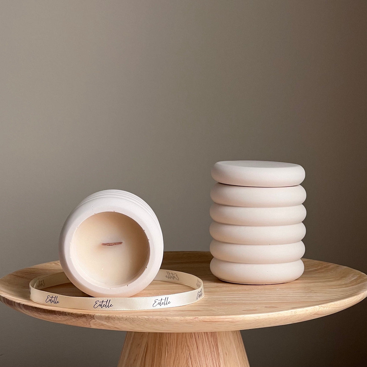Donut Jar Soy Wax Candle | Wood Wick, Jesmonite Vessel