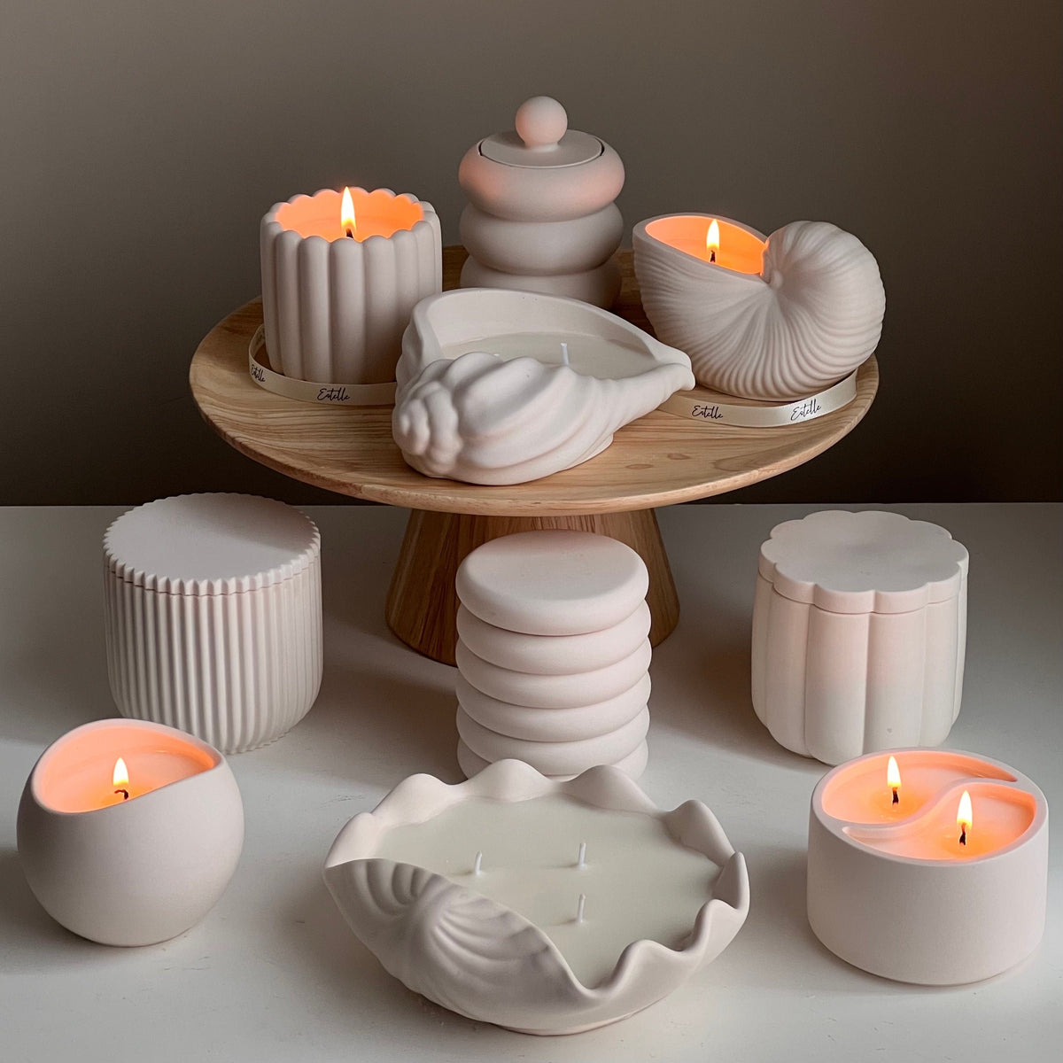 Ribbed Jesmonite Jar Soy Candle: Handmade Scented Container Candle