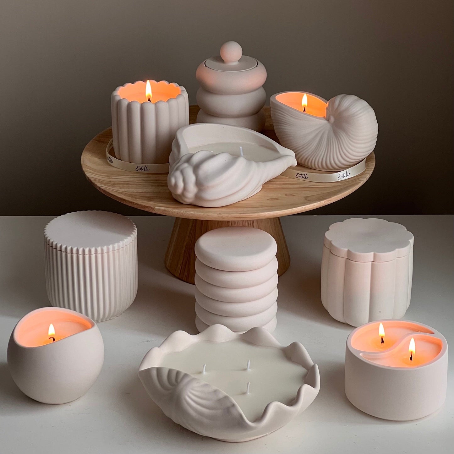 Clam Shell Soy Wax Candle in Jesmonite Vessel: Handmade Scented Candle