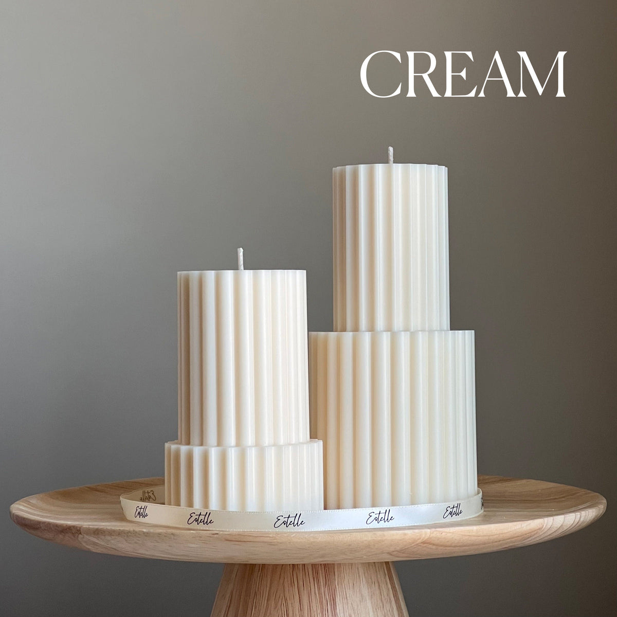 Handmade Ribbed Soy Wax Pillar Candle | Home Decor