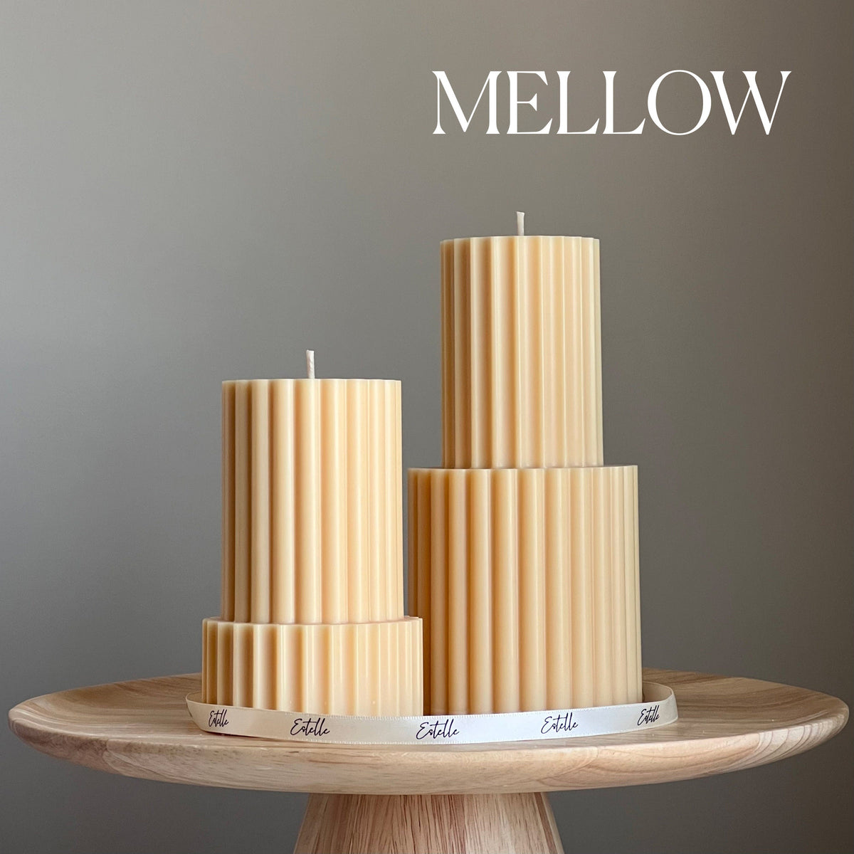 Handmade Ribbed Soy Wax Pillar Candle | Home Decor