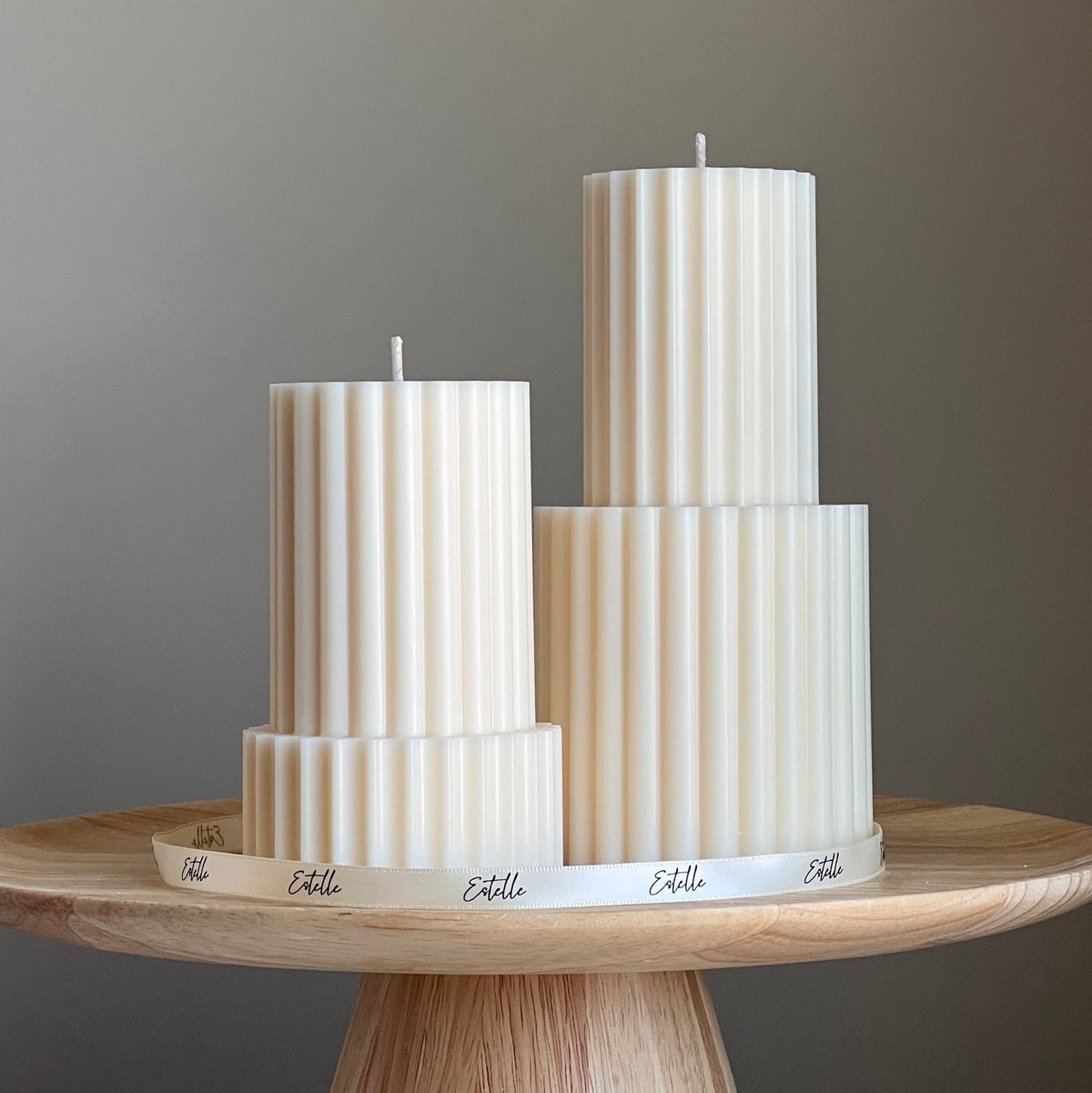 Handmade Ribbed Soy Wax Pillar Candle | Home Decor