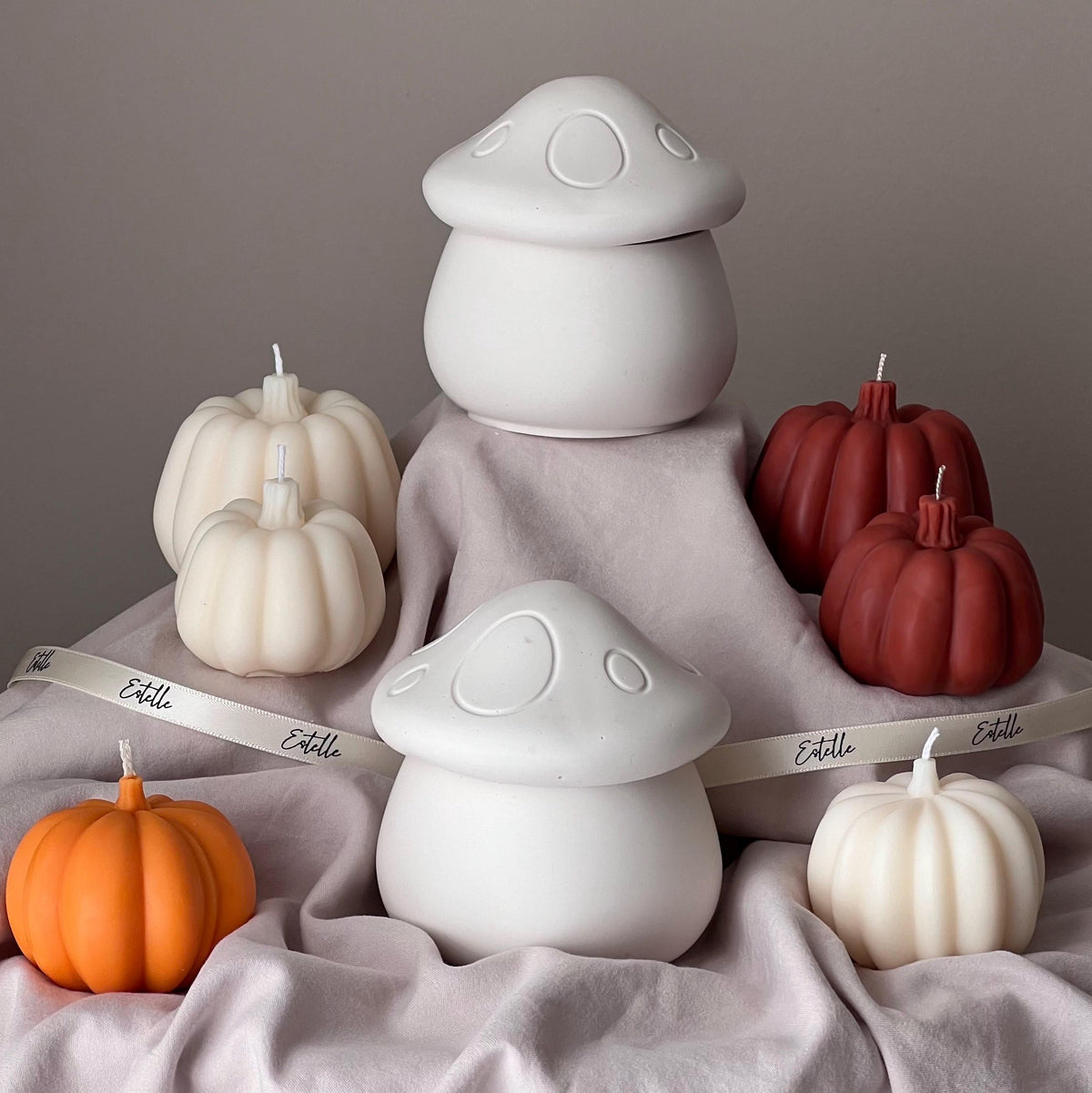 Mushroom Jar Soy Wax Candle: Handmade Jesmonite Vessel, Autumn Scent
