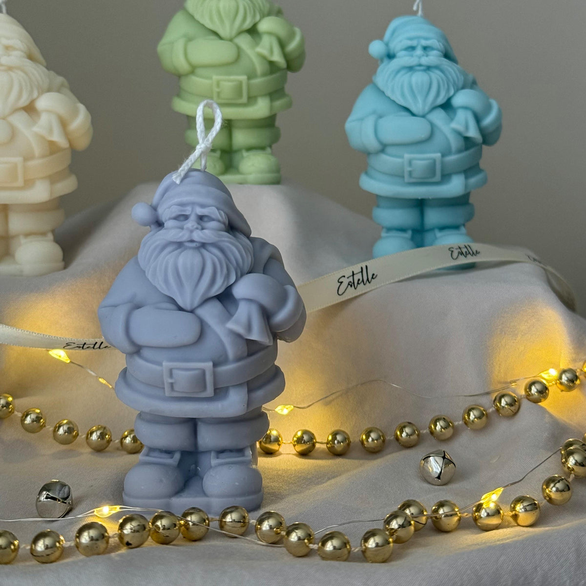 Hand Poured Santa Soy Candle: Christmas Decor Gift