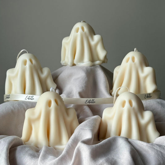 Handmade Halloween Ghost Candle: Sculptural Soy Wax Candle
