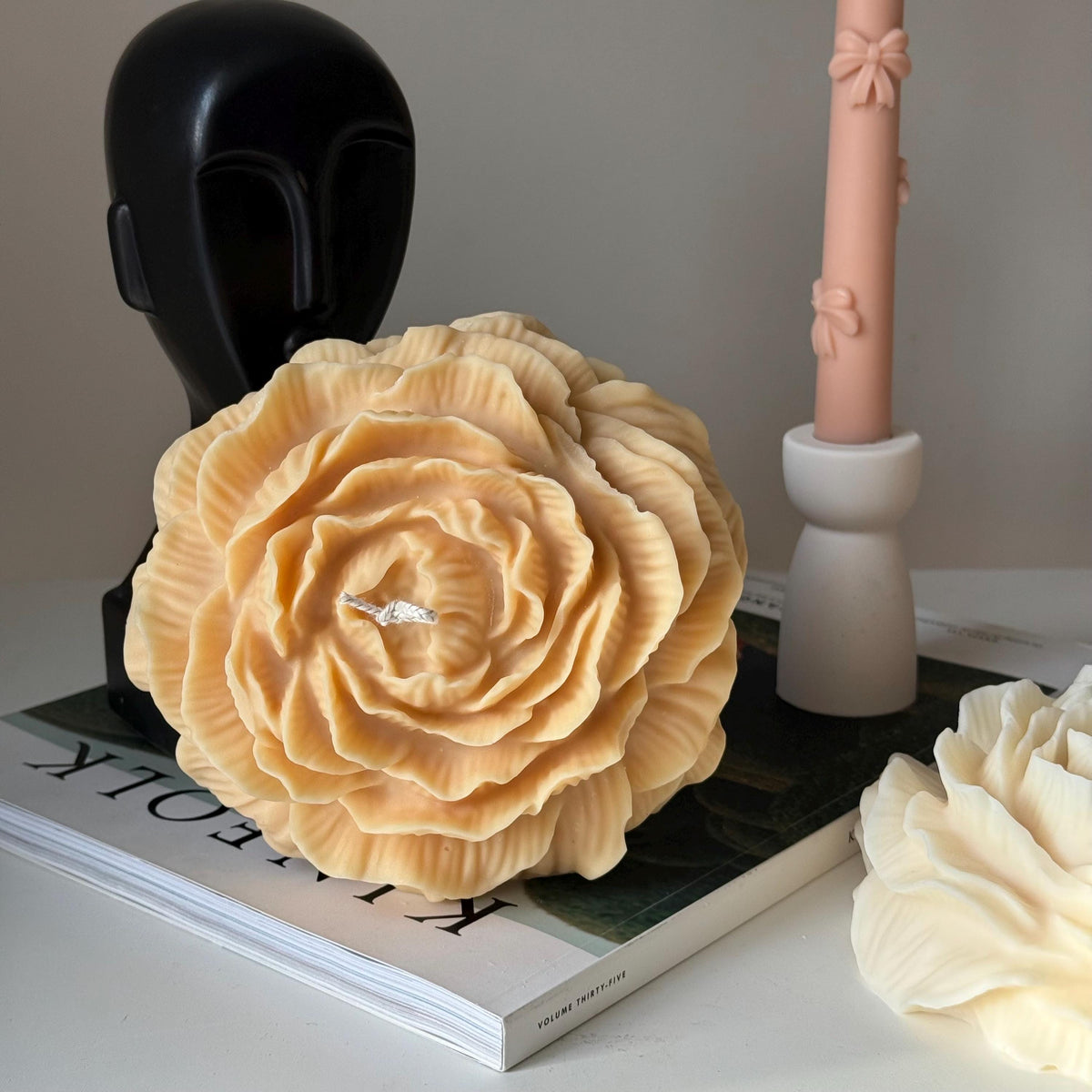 Large Peony Soy Wax Candle: Sculptural Flower Candle