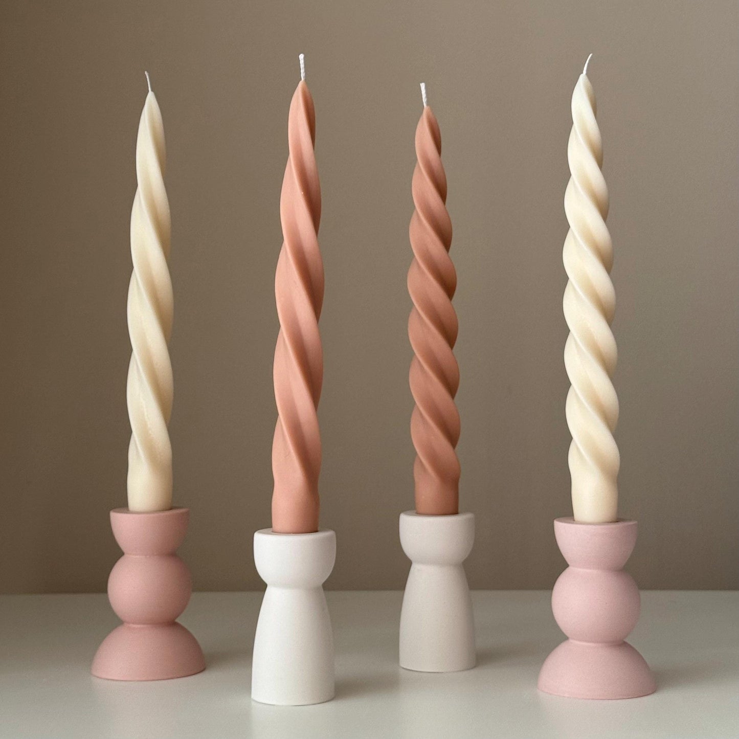 Spiral Soy Wax Taper Candle: Trendy Dinner Table Centerpiece
