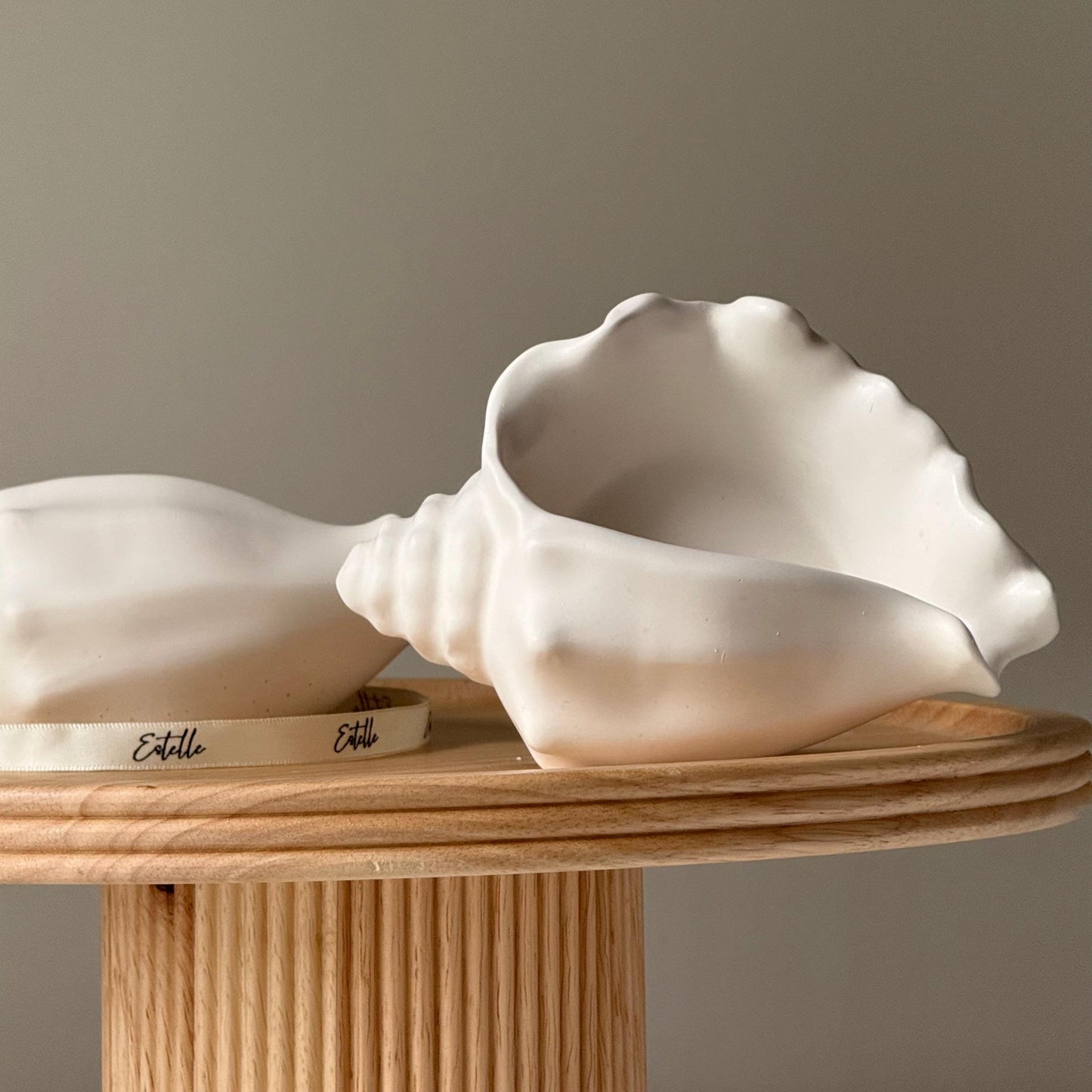 Conch Shell Jesmonite Trinket Tray: Coastal Jewelry Storage Dish