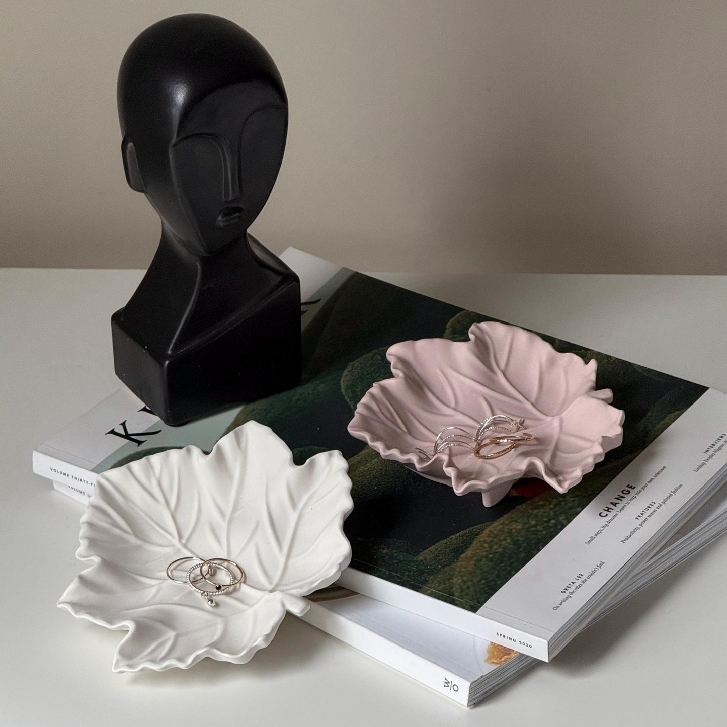 Jesmonite Maple Leaf Tray: Scandi Jewelry Dish, Desk Decor