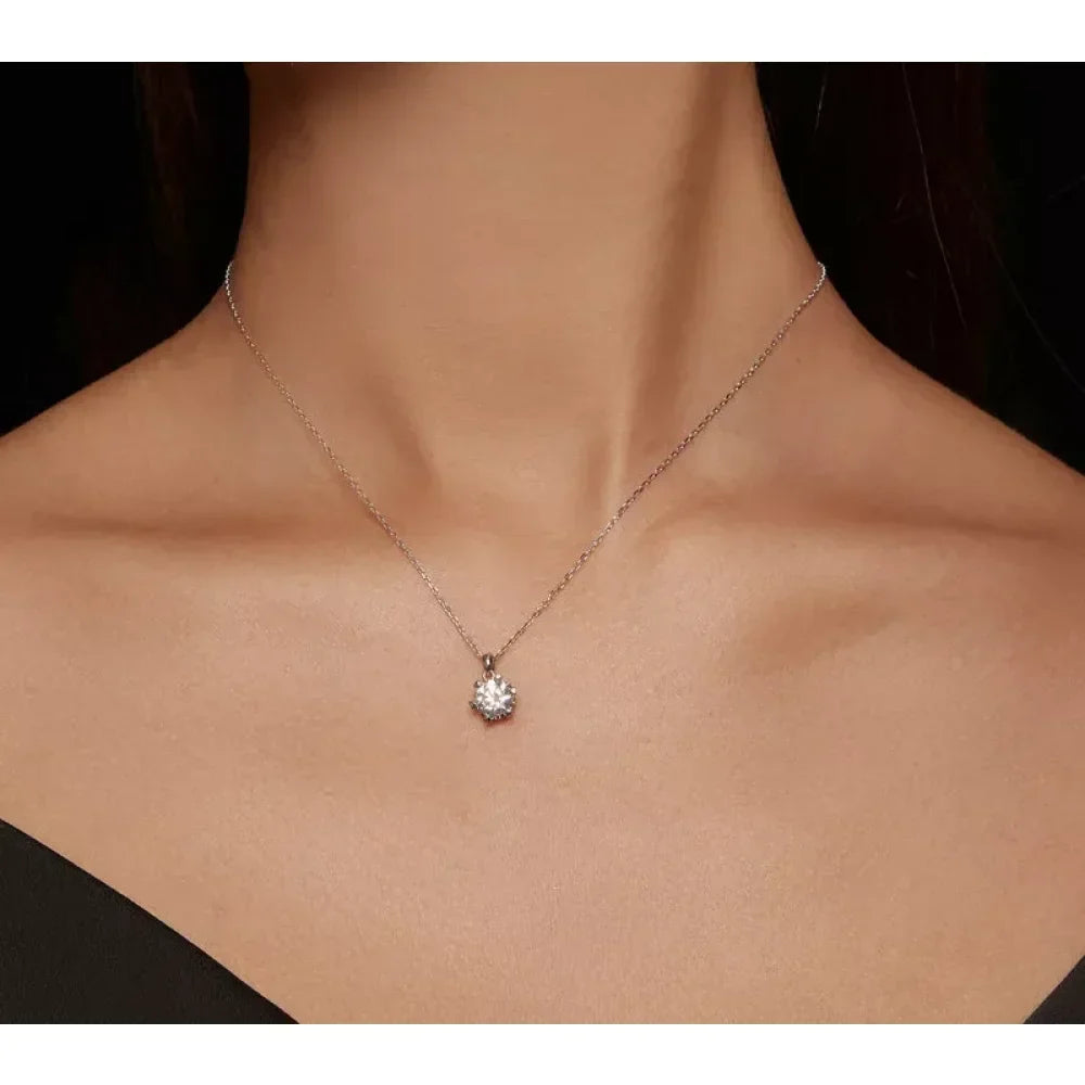 Stunning 1 Carat Moissanite Pendant Necklace | 925 Sterling Silver | Wedding & Bridal Fine Jewelry